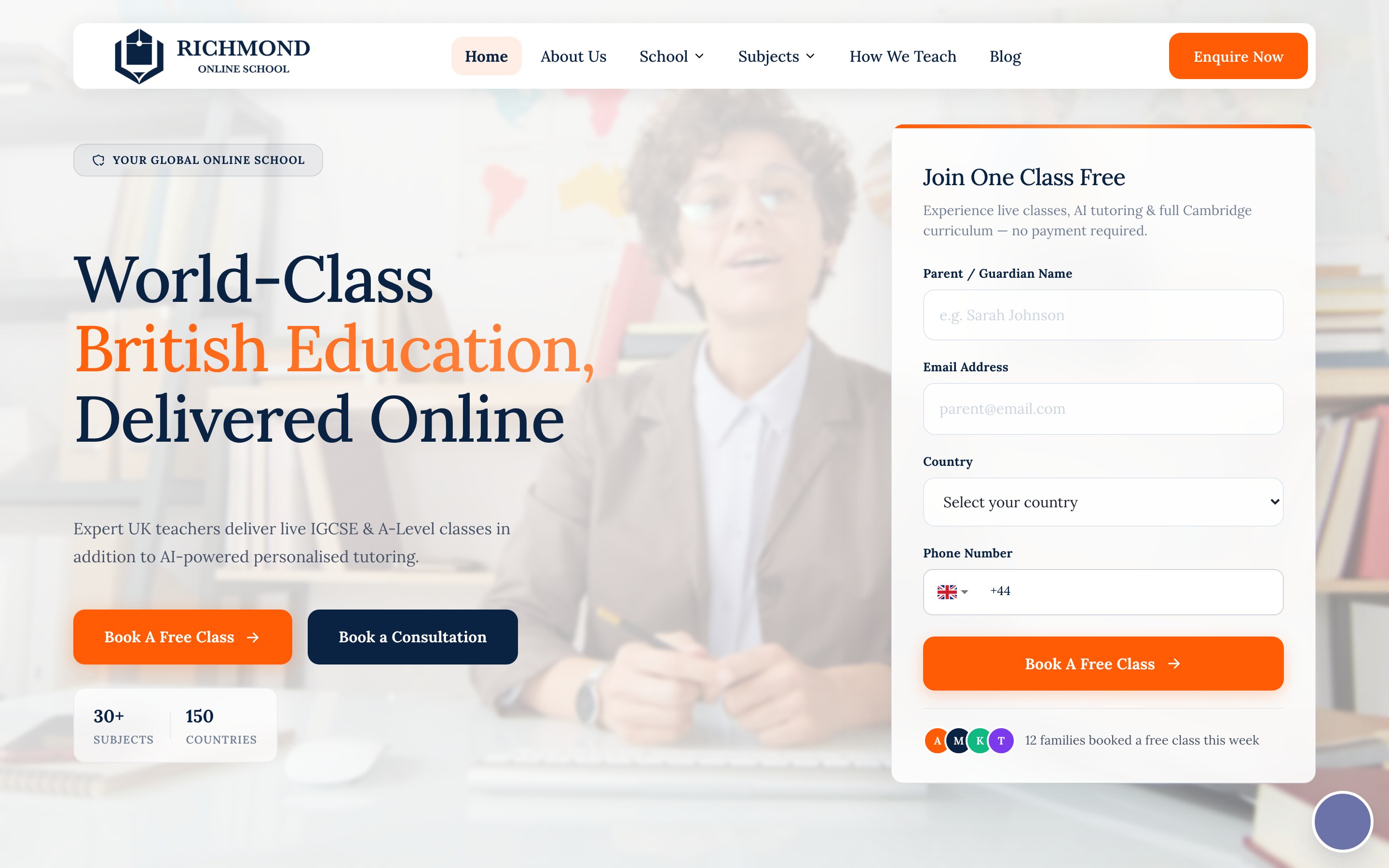 Richmond — online school marketing site and admissions funnel